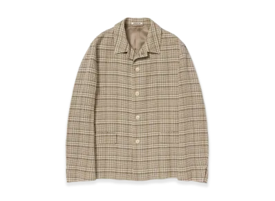 AURALEE Silk Linen Nep Check Jacket "Ivory Beige Check"