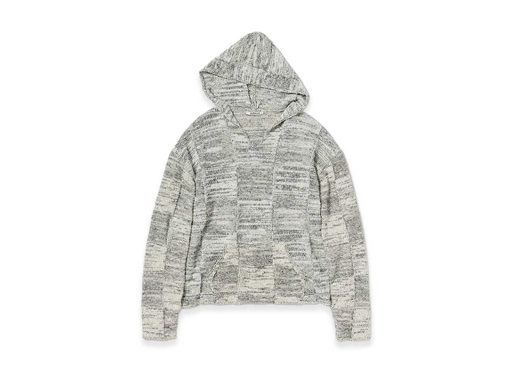 AURALEE Structured Cotton Linen Panel Knit P/O Parka "Off White/Black"