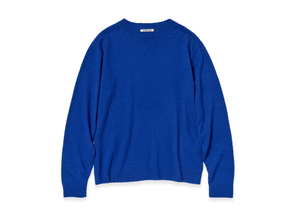 AURALEE Brushed Cashmere Cotton Knit P/O "Royal Blue"