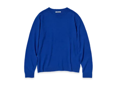 AURALEE Brushed Cashmere Cotton Knit P/O "Royal Blue"