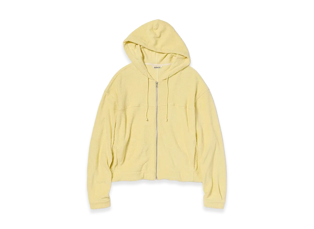 AURALEE Cotton Nylon Pile Zip Parka "Light Yellow"