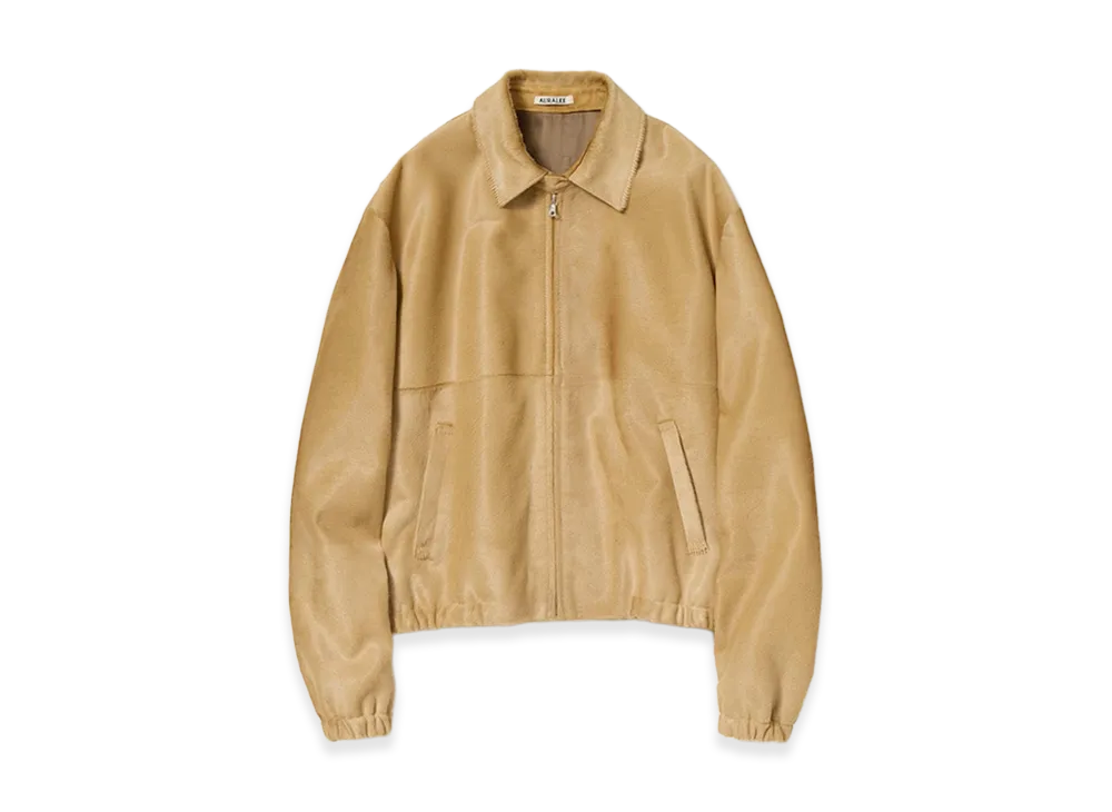 AURALEE Women's Calf Hair Zip Blouson "Beige"