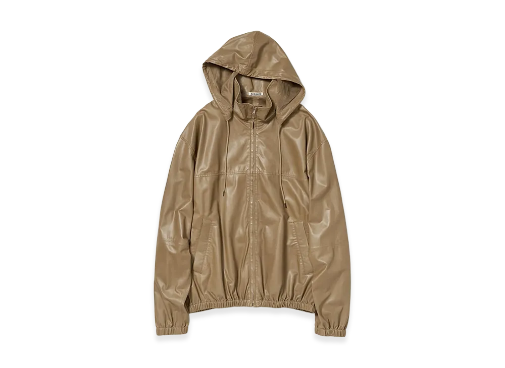 AURALEE Women's Fine Baby Calf Hooded Blouson "Khaki Beige"