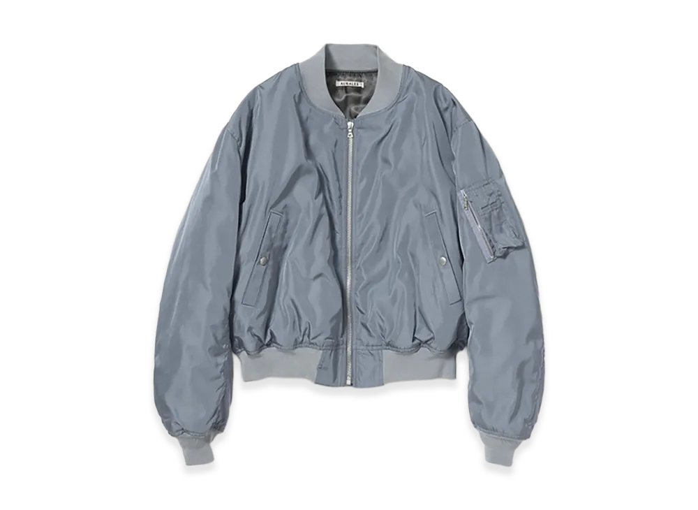 AURALEE Women's High Density Silk Twill Flight Blouson "Blue Gray"