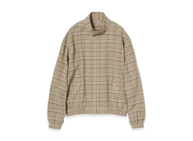 AURALEE Women's Silk Linen Nep Check Zip Blouson "Ivory Beige Check"