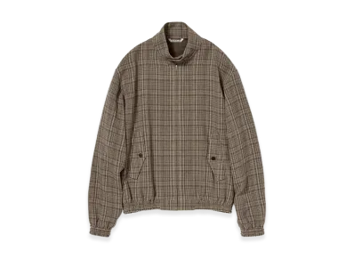 AURALEE Women's Silk Linen Nep Check Zip Blouson "Dark Brown Check"