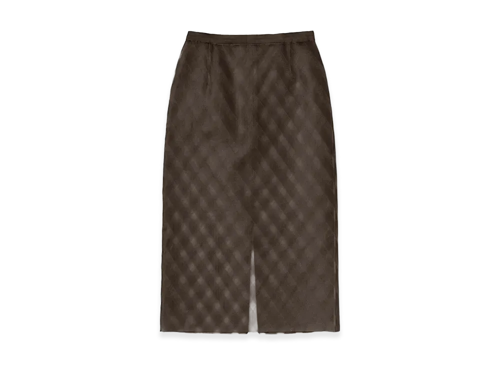 AURALEE Women's Sheer Silk Cotton Cut Jacquard Pencil Skirt "Dark Brown"