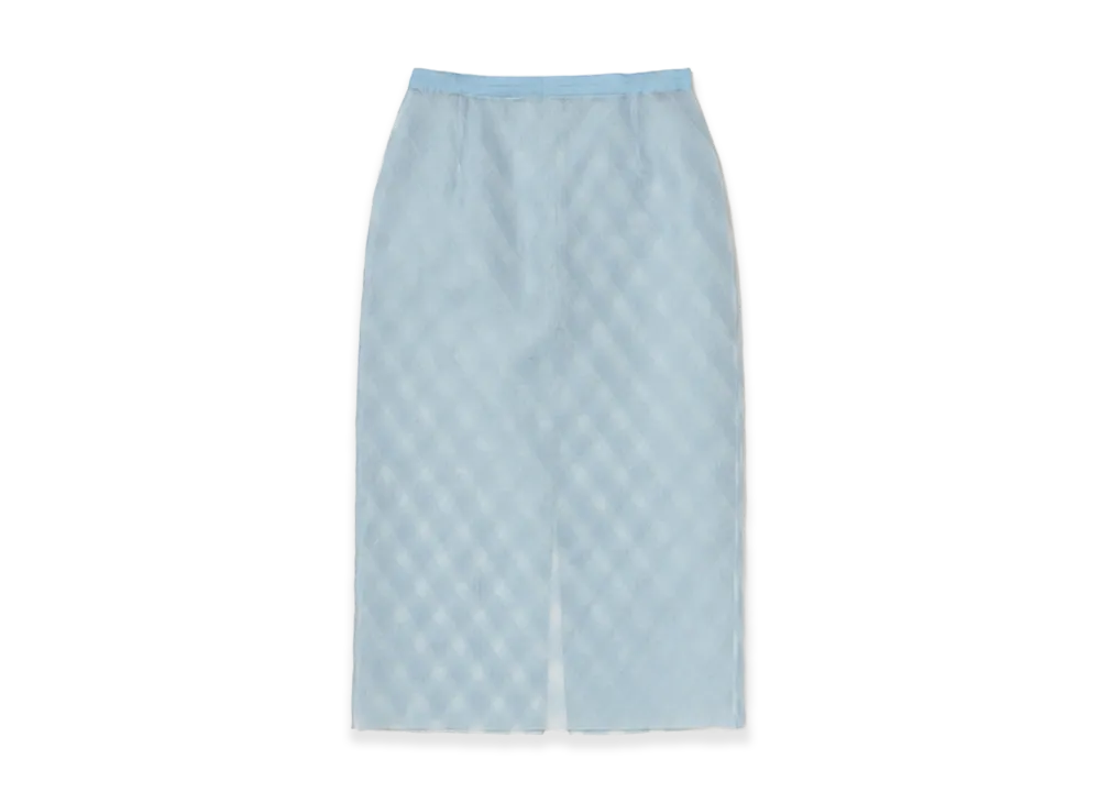AURALEE Women's Sheer Silk Cotton Cut Jacquard Pencil Skirt "Light Blue"