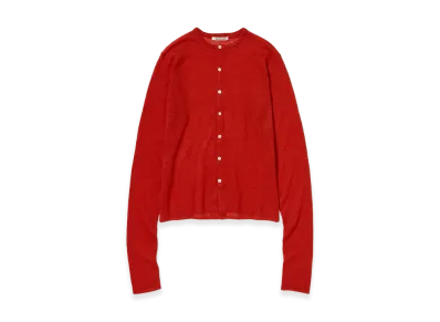 AURALEE Women's Sheer Cashmere Knit Cardigan "Red Orange"