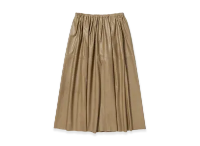 AURALEE Women's Fine Baby Calf Gather Skirt "Khaki Beige"