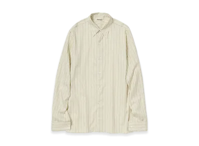 AURALEE Women's Cotton Silk Stripe Double-Cuff Shirt "Ivory Stripe"
