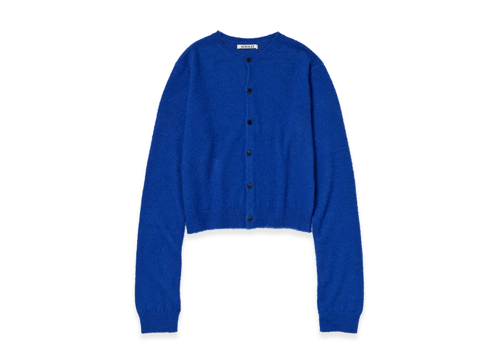 AURALEE Women's Brushed Cashmere Cotton Knit Cardigan "Royal Blue"