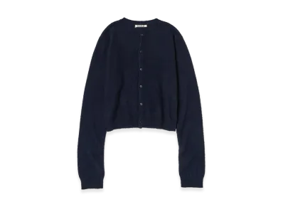 AURALEE Women's Brushed Cashmere Cotton Knit Cardigan "Dark Navy"