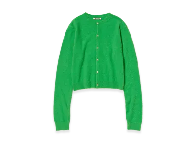 AURALEE Women's Brushed Cashmere Cotton Knit Cardigan "Green"