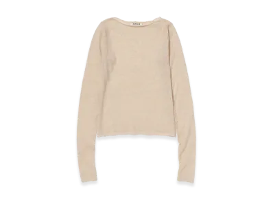 AURALEE Women's Sheer Cashmere Knit Boat Neck P/O "Top Beige"