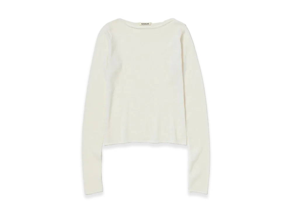 AURALEE Women's Sheer Cashmere Knit Boat Neck P/O "Ivory White"