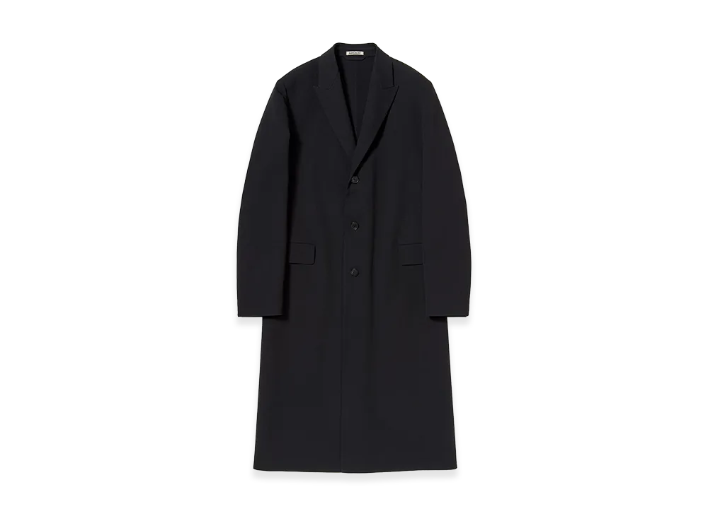 AURALEE Women's Structured Wool Gabardine Hand Sewn Coat "Navy Black"
