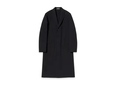 AURALEE Women's Structured Wool Gabardine Hand Sewn Coat "Navy Black"