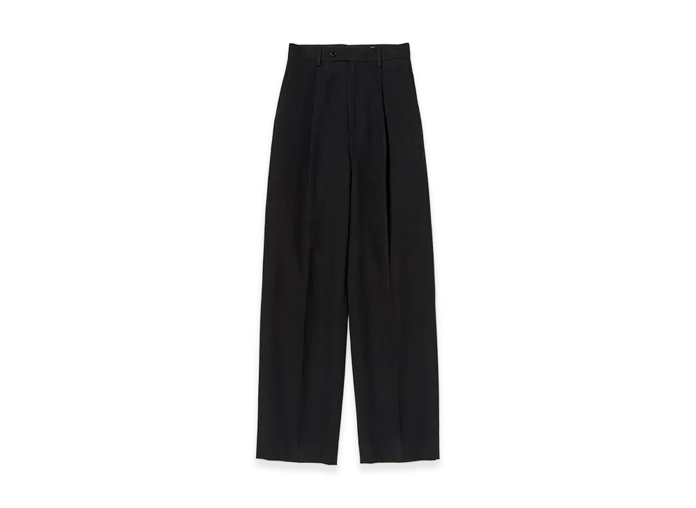 AURALEE Women's Wool Cotton Linen OX One-Tuck Slacks "Black"