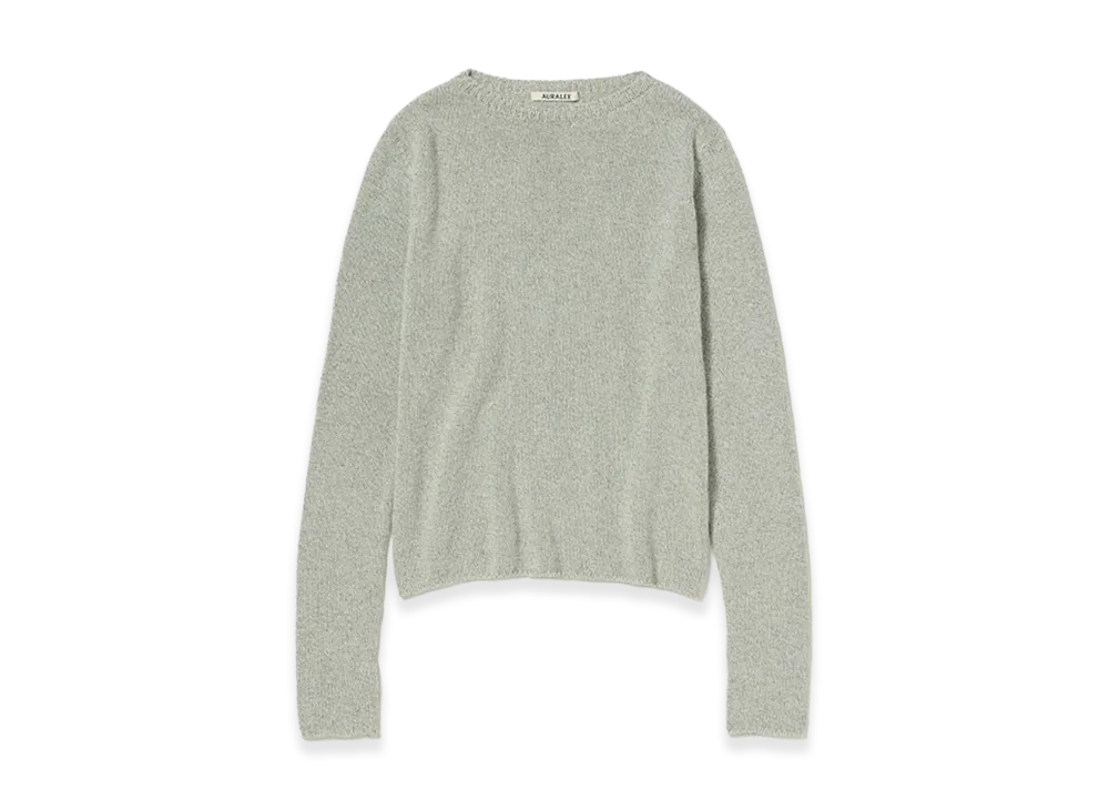 AURALEE Women's Cashmere Silk Melange Knit P/O "Mix Mint Gray"