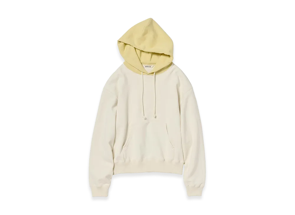 AURALEE Women's Smooth Soft BD Sweat P/O Parka "Smoky White/Light Yellow"