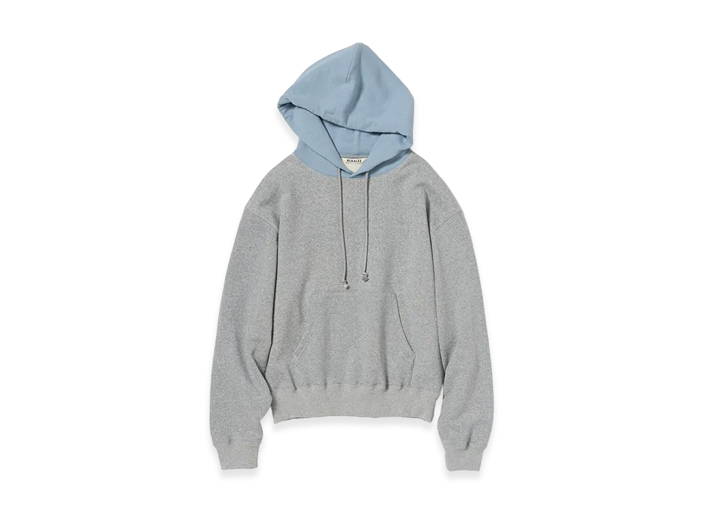 AURALEE Women's Smooth Soft BD Sweat P/O Parka "Top Gray/Dusty Blue"