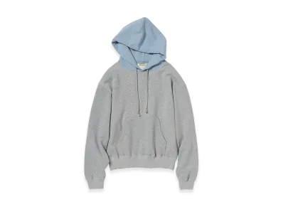 AURALEE Women's Smooth Soft BD Sweat P/O Parka "Top Gray/Dusty Blue"