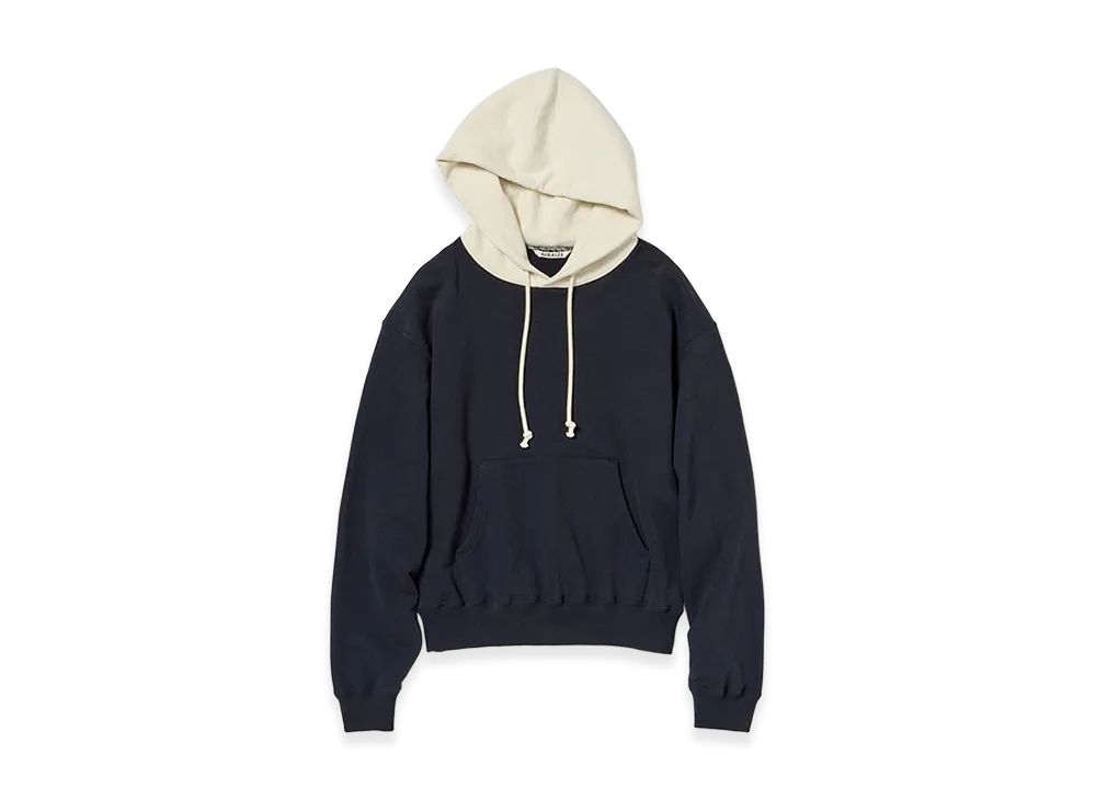 AURALEE Women's Smooth Soft BD Sweat P/O Parka "Dark Navy/Smoky White"