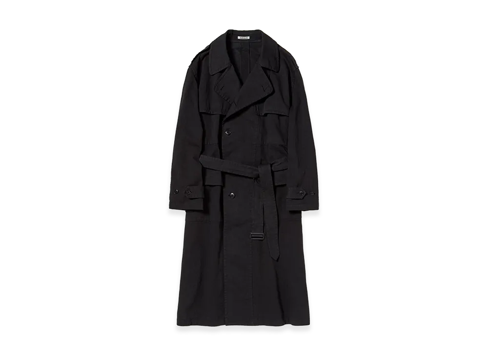 AURALEE Women's Garment-Dyed Textured Chino Coat "Black"
