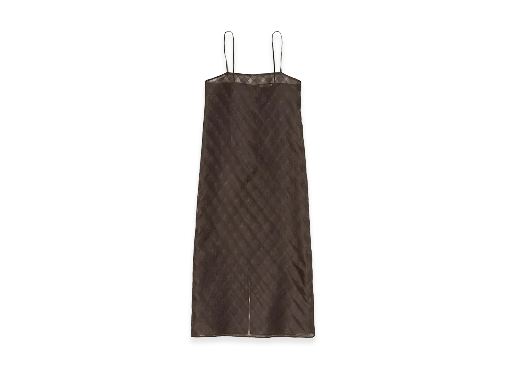 AURALEE Women's Sheer Silk Cotton Cut Jacquard Camisole Dress "Dark Brown"