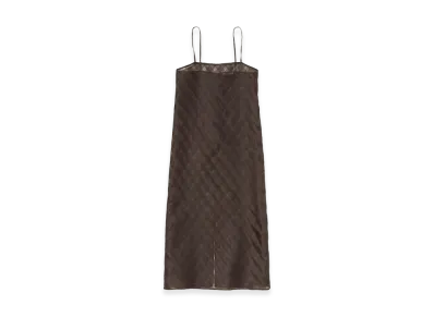 AURALEE Women's Sheer Silk Cotton Cut Jacquard Camisole Dress "Dark Brown"