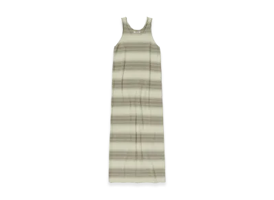 AURALEE Women's Cotton Silk Gradient Stripe Knit Dress "Lime Gray Stripe"