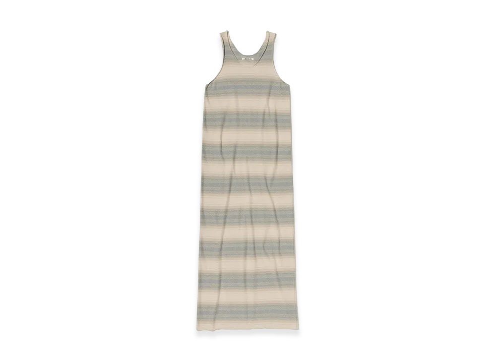 AURALEE Women's Cotton Silk Gradient Stripe Knit Dress "Blue Beige Stripe"