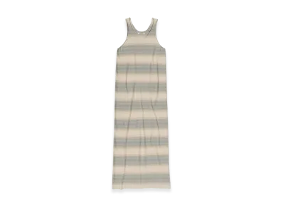 AURALEE Women's Cotton Silk Gradient Stripe Knit Dress "Blue Beige Stripe"