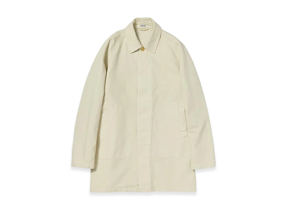 AURALEE Garment-Dyed Organic Cotton Heavy Twill Short Coat "Dusty Ivory"