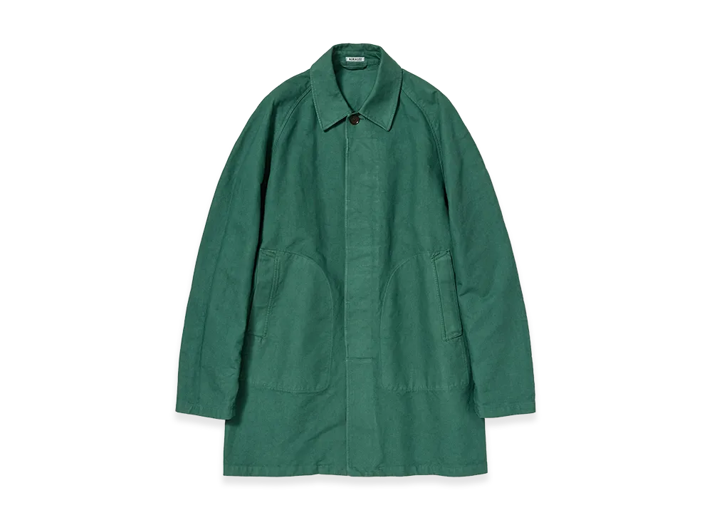 AURALEE Garment-Dyed Organic Cotton Heavy Twill Short Coat "Forest Green"