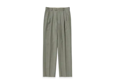 AURALEE Bluefaced Wool Two-Tuck Slacks "Khaki Gray Stripe"