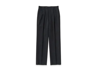 AURALEE Bluefaced Wool Two-Tuck Slacks "Charcoal Navy Stripe"