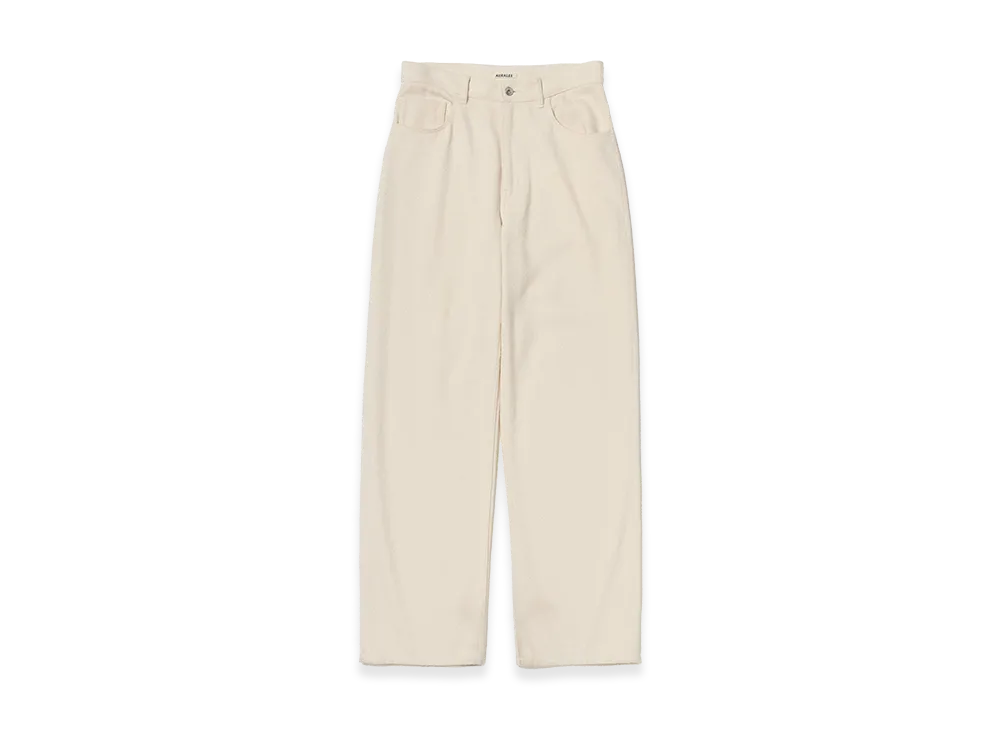AURALEE Silk Nep Denim 5P Wide Pants "Ivory White"