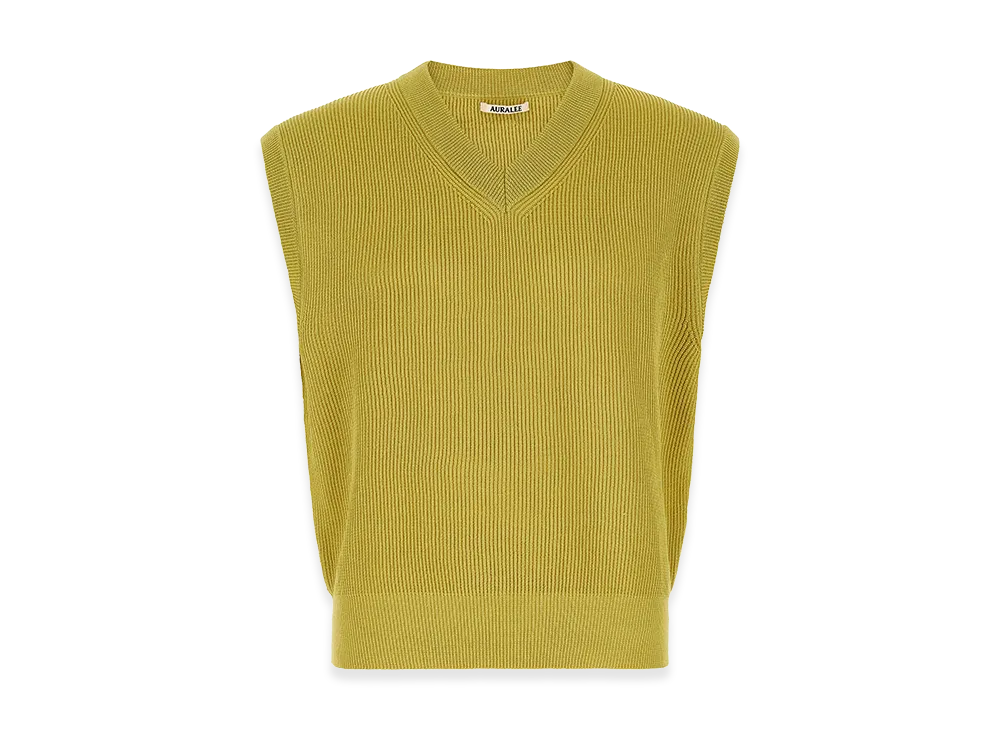 AURALEE Flat Yarn Rib Knit Vest "Yellow"