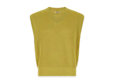 AURALEE Flat Yarn Rib Knit Vest "Yellow"