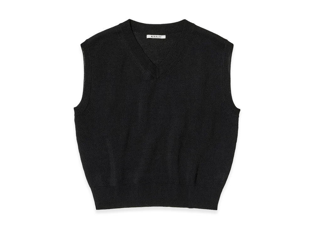 AURALEE Flat Yarn Rib Knit Vest "Black"