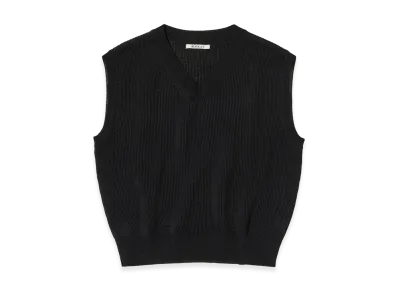 AURALEE Flat Yarn Rib Knit Vest "Black"