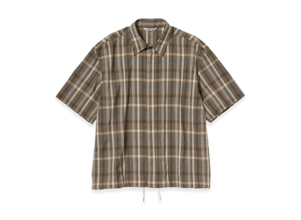 AURALEE Super Fine Tropical Wool Check Half-Sleeved Shirt 