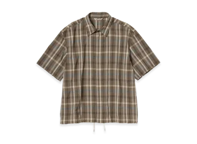 AURALEE Super Fine Tropical Wool Check Half-Sleeved Shirt "Top Brown Check"