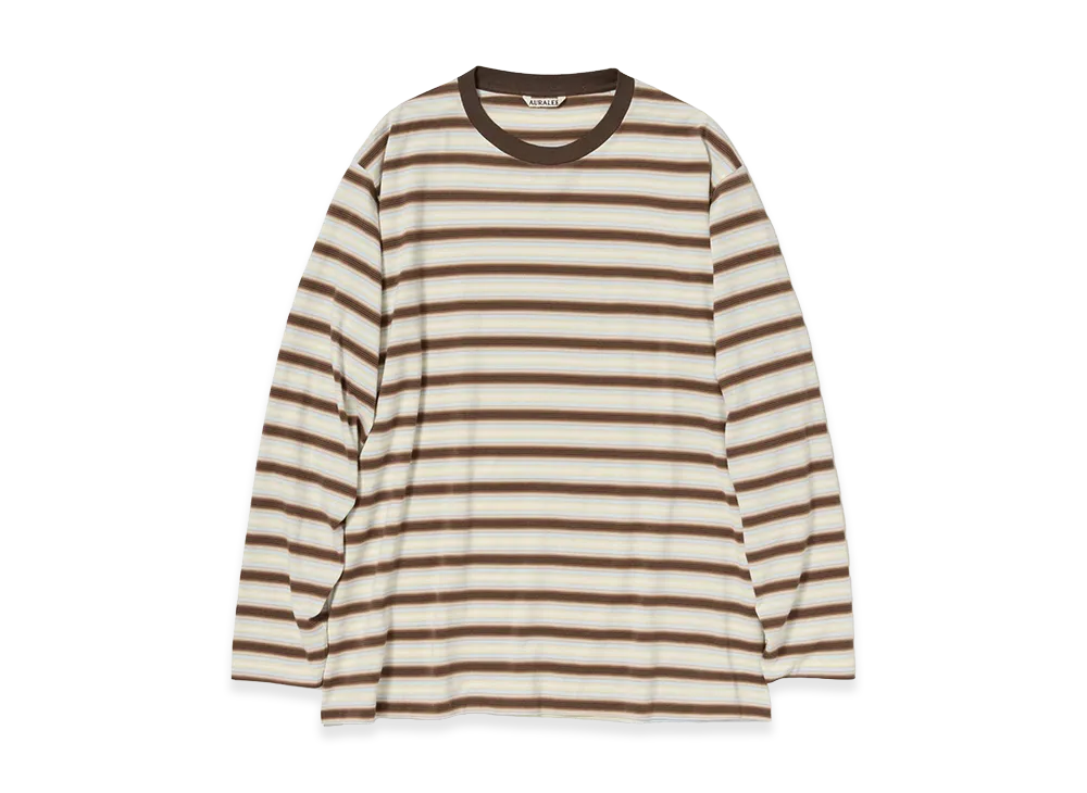 AURALEE Gradient Stripe Jersey L/S Tee "Fade Brown Stripe"
