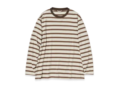 AURALEE Gradient Stripe Jersey L/S Tee "Fade Brown Stripe"