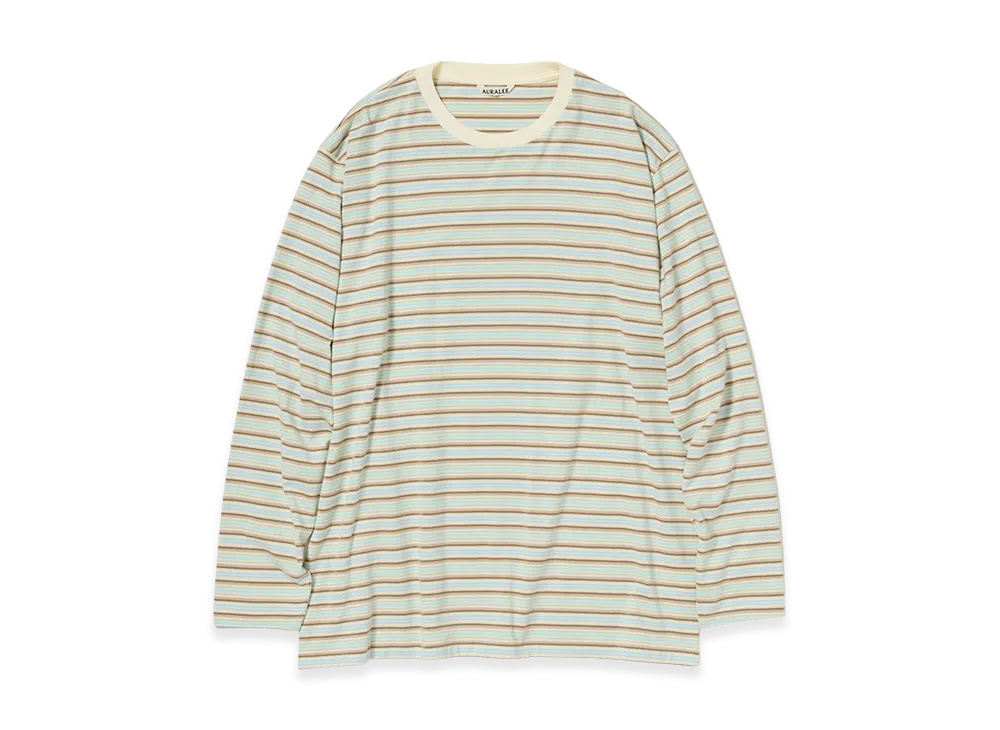 AURALEE Gradient Stripe Jersey L/S Tee "Fade Mint Stripe"
