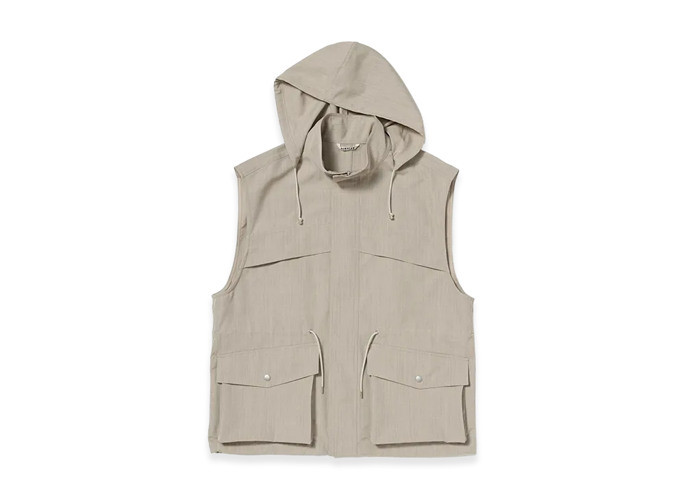 AURALEE Wool Max Canvas Over Vest "Top Gray Beige"