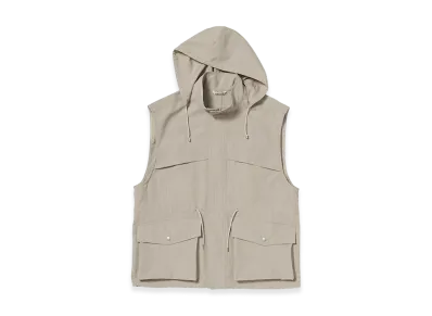 AURALEE Wool Max Canvas Over Vest "Top Gray Beige"